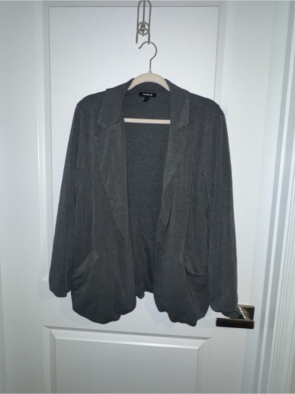 Torrid Gray Open-Front Blazer-Style Cardigan